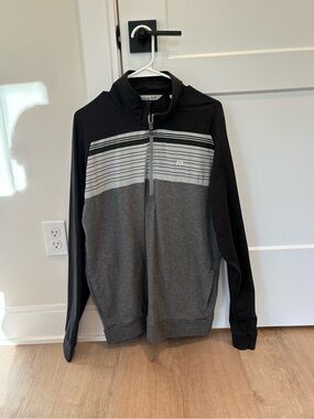 Travis Mathew Men's Quarter-Zip Pullover - Black & Gray
